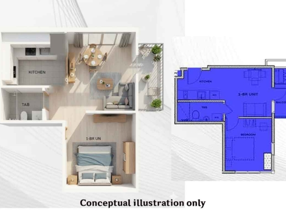 SOHO 4 – 1-Bedroom End Unit (with Balcony)