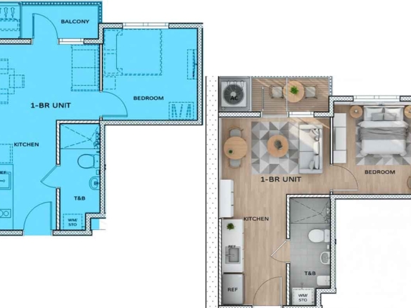 SOHO 4 – 1-Bedroom Unit (with Balcony)